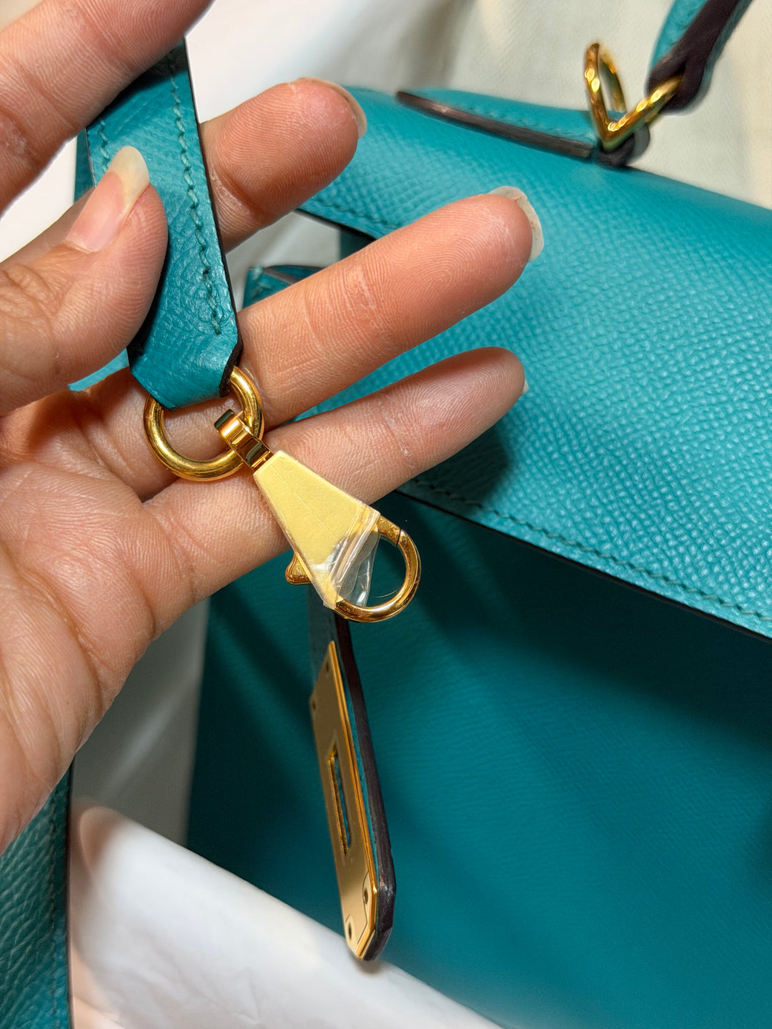 Hermes Kelly 28 Sellier Epsom Leather SO Bleu Paon GHW Stamp D 2019