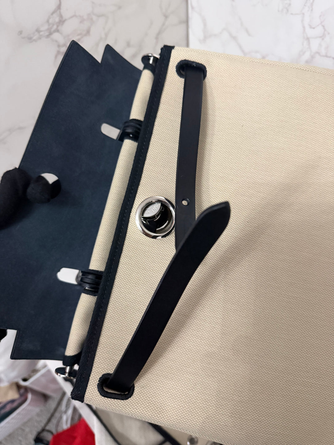 Hermes Herbag Zip 31 Bag in Noir/Beton Palladium Hardware