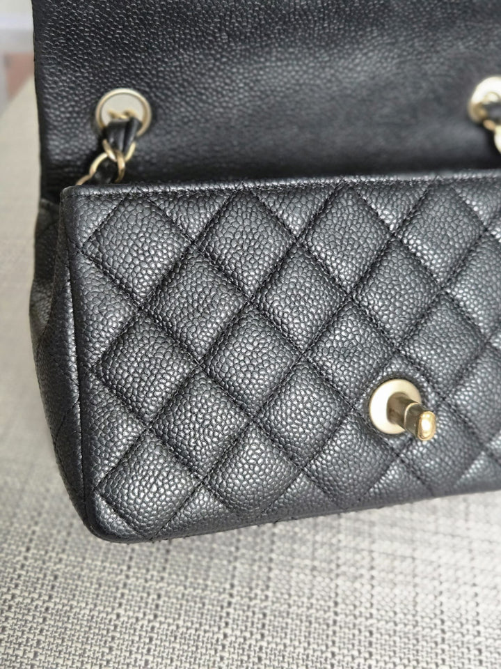 CHANEL series 20 Black Caviar Brushed GHW Mini rectangular Flap Bag