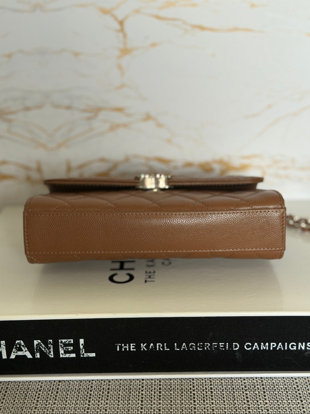 CHANEL 26P Brown Caviar LGHW Top Handle Vanity Clutch with Chain 2026