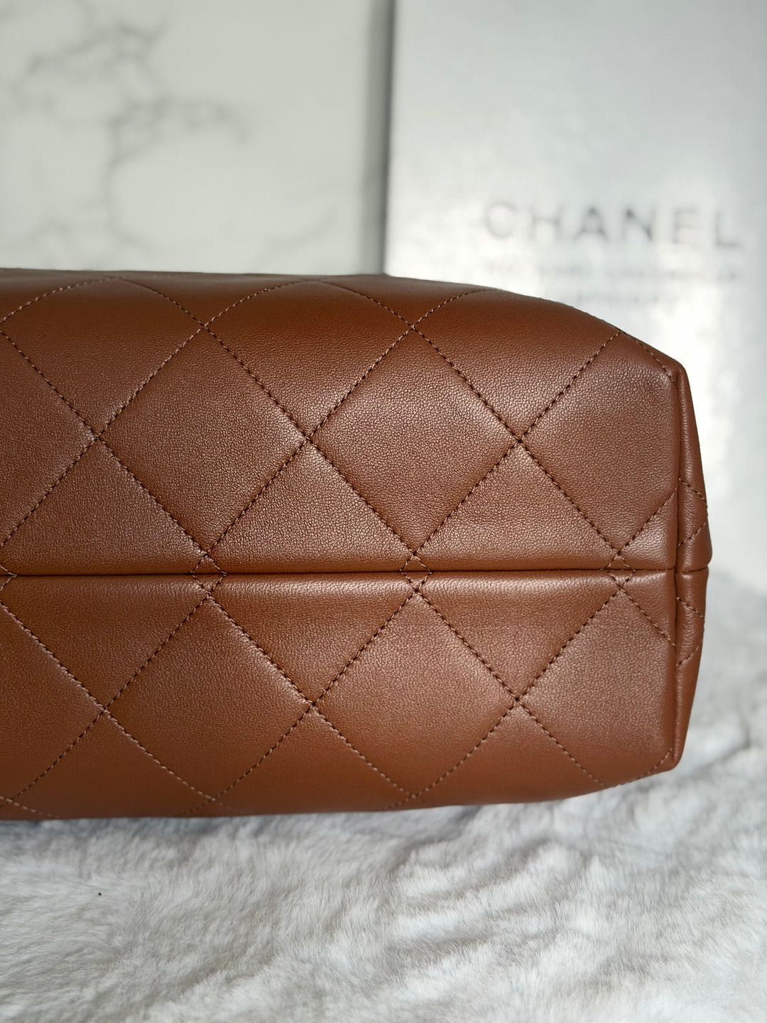 CHANEL 26S Beige Suede and Brown Leather Shopping Tote Bag 2026 size Small