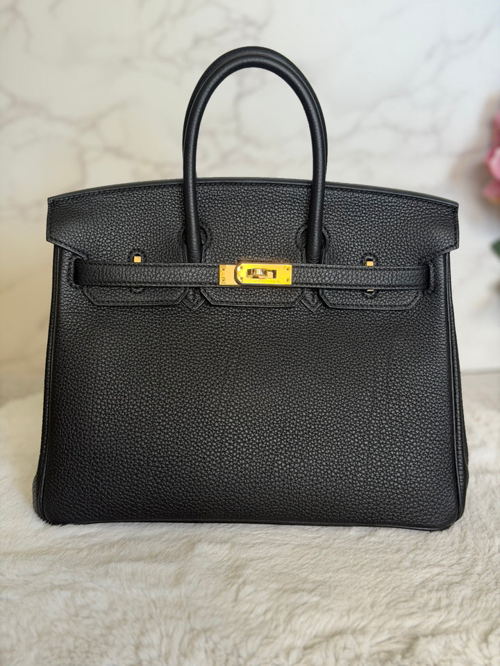 WA/Email to purchase only- HERMÈS Noir Black 89 Togo Leather GHW Birkin 25 Stamp U 2022 Kept unused