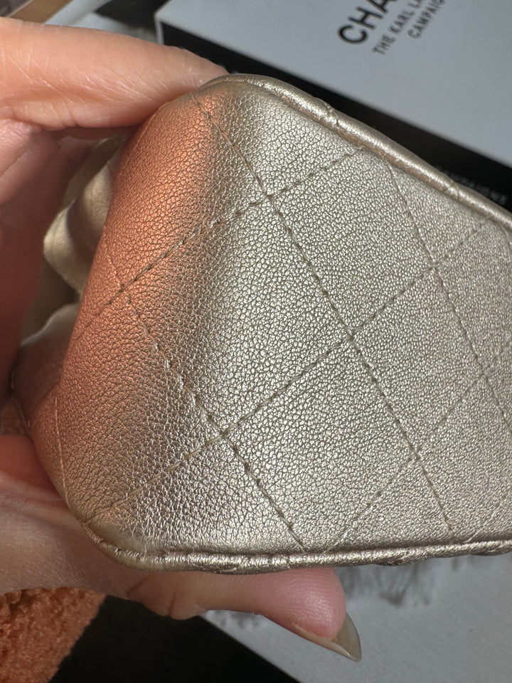 Chanel 21P series 31 Iridescent Gold Lambskin LGHW Mini Rectangular Flap Bag
