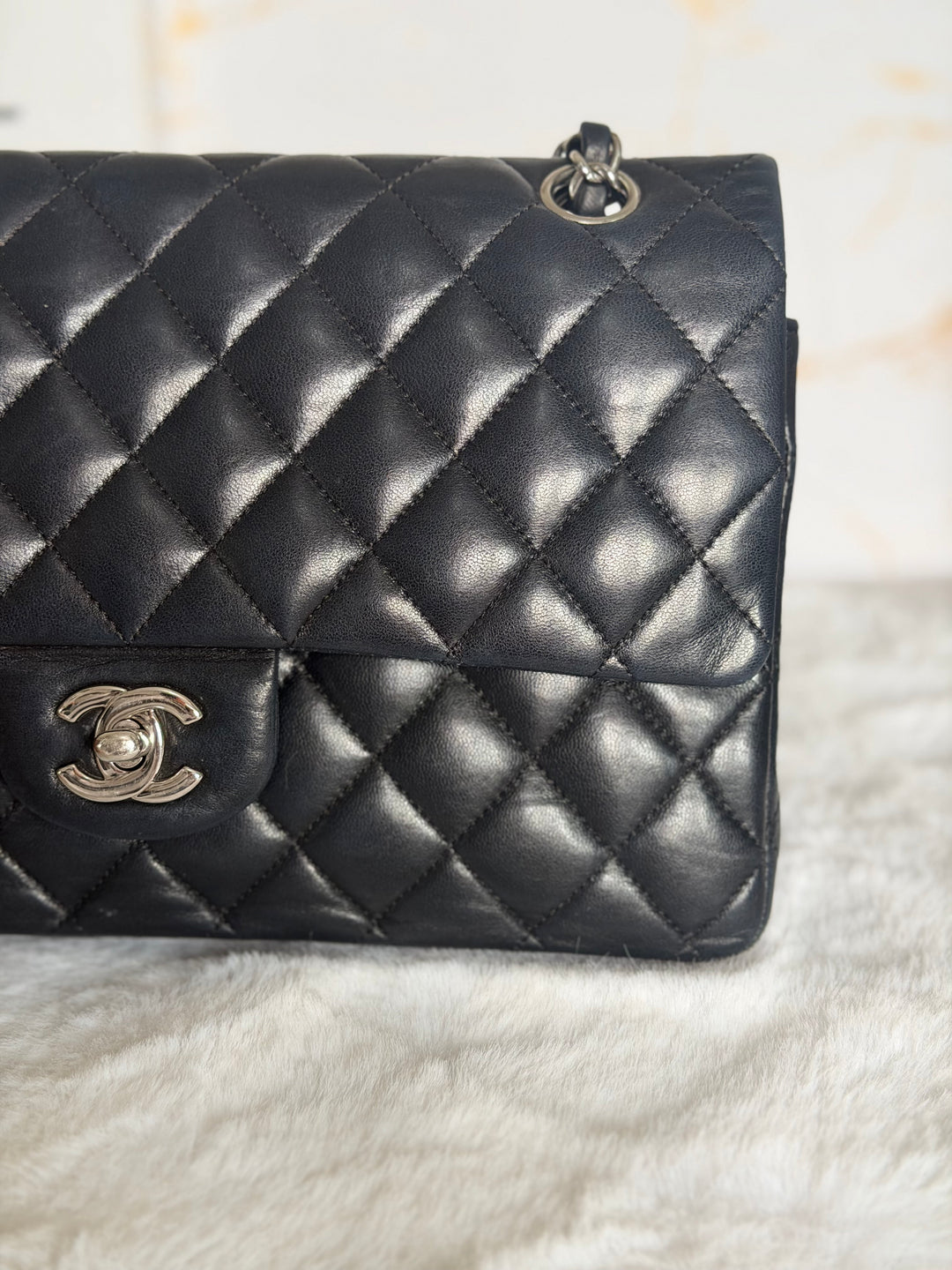 CHANEL series 12 Black Lambskin SHW Medium ML Timeless Classic Double Flap Bag 2011