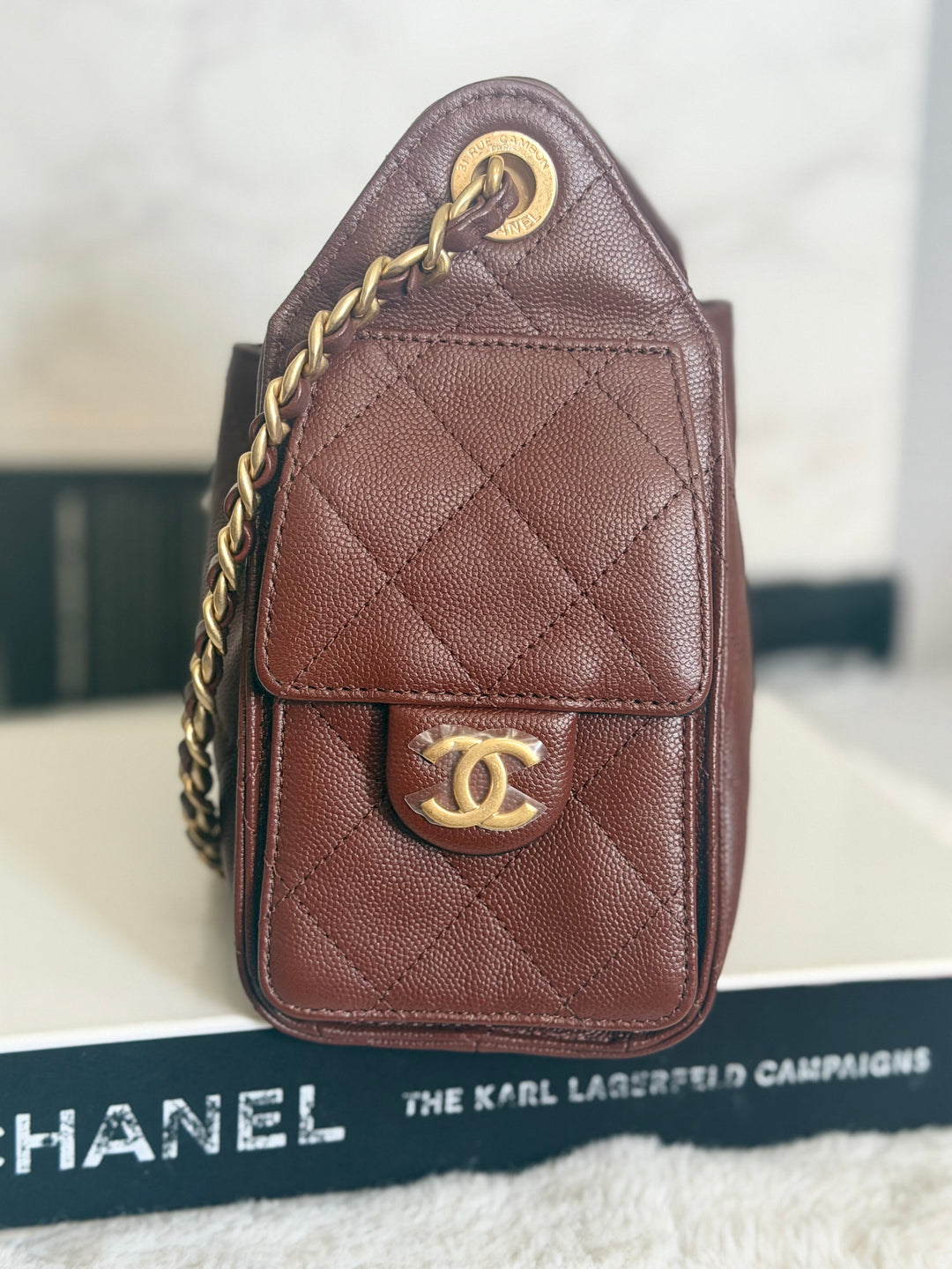 CHANEL 26S Brown Caviar Mini 25 Hobo Bag with Aged GHW 2026