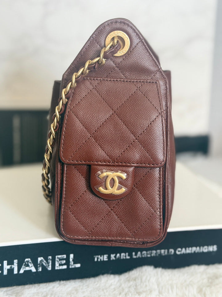 CHANEL 26S Brown Caviar Mini 25 Hobo Bag with Aged GHW 2026