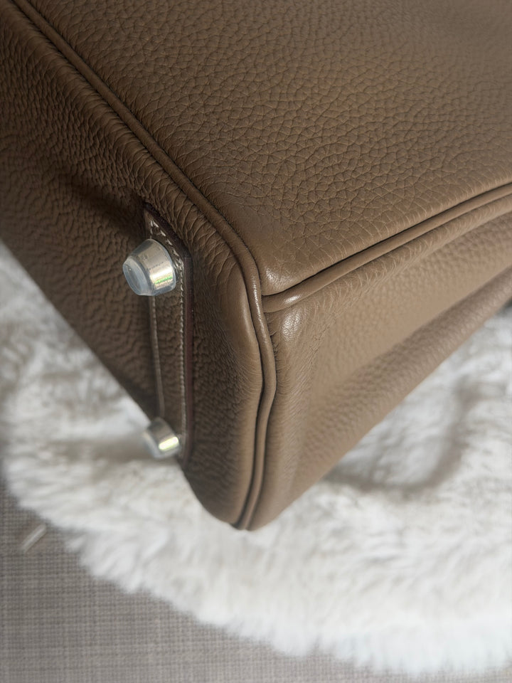 Hermès Etoupe Togo Leather PHW Birkin 30 Stamp A 2017