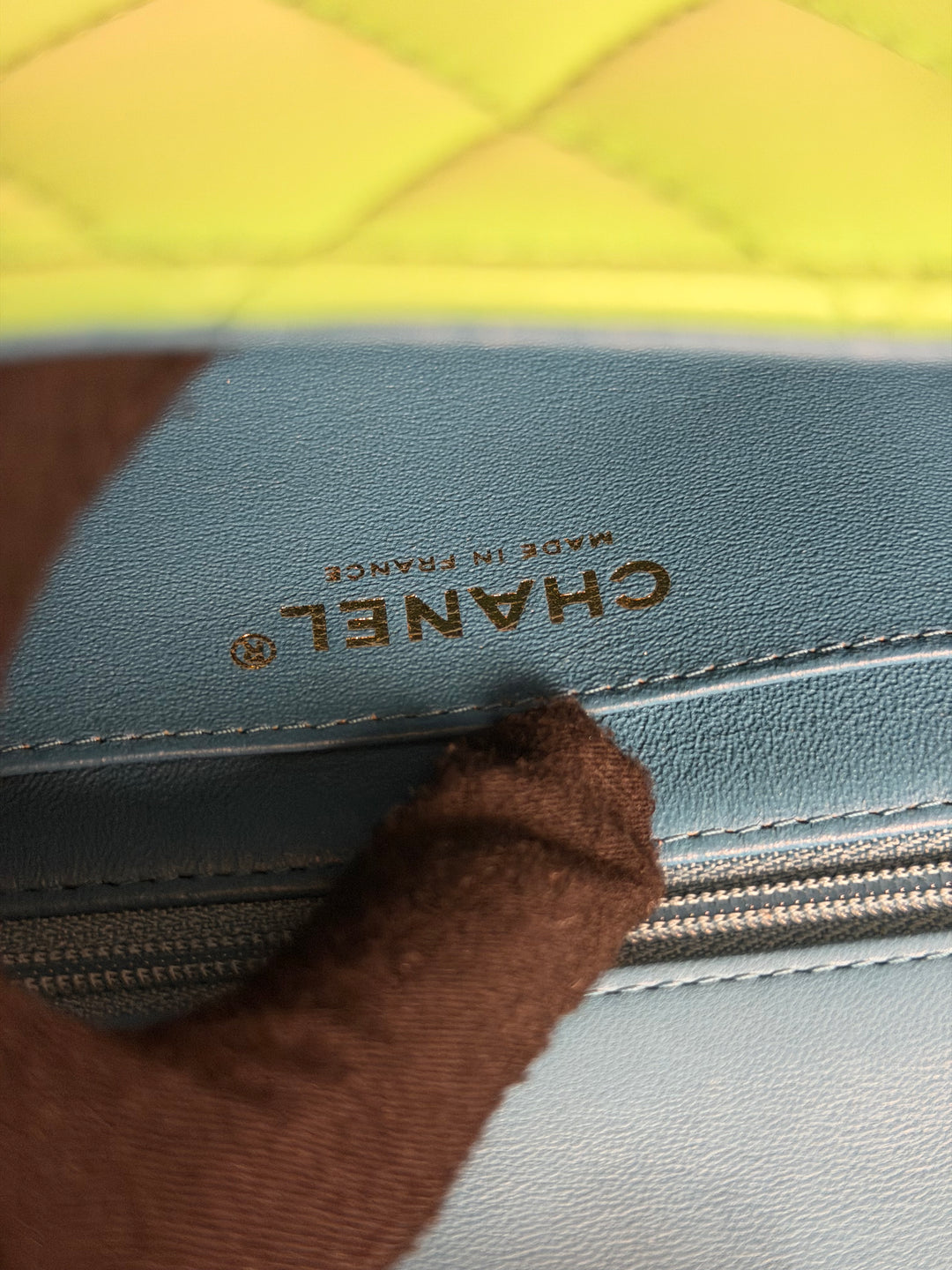 CHANEL series 31 21P Two Tone Green Blue Lambskin Rainbow Iridescent Hardware Mini Rectangular Flap Bag 2021