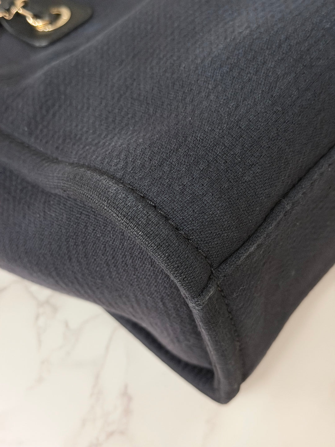 CHANEL 22B 2022 Black Tweed Deauville Tote size Small with Top Handle LGHW and Detachable Pouch