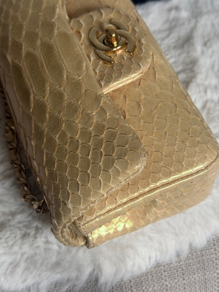 CHANEL series 20 Iridescent Ivory Llizard Exotic skin Extra Mini Rectangular Flap Bag LGHW