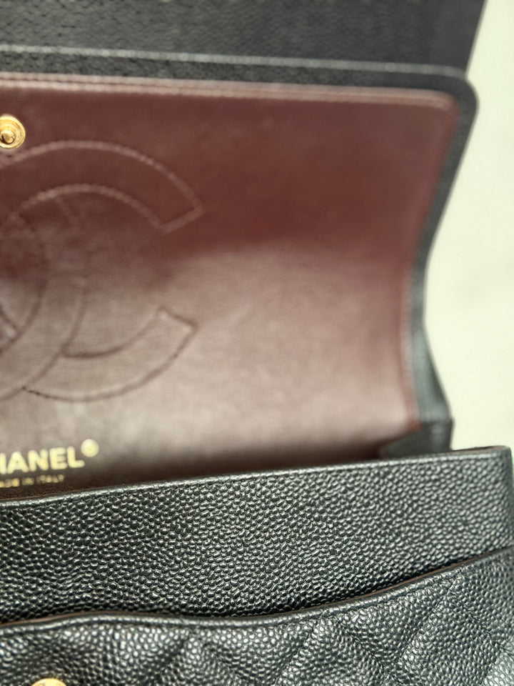 CHANEL series 17 Black Caviar GHW Jumbo Classic Double Flap Bag 2012
