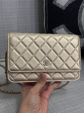 Load image into Gallery viewer, Chanel 21P 2021 Pre Spring/Summer Collection series 31 Iridescent Gold Lambskin Champagne GHW Classic Wallet on Chain (WOC)
