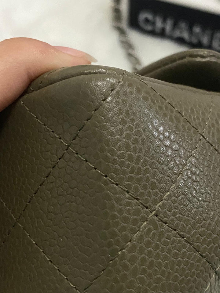 Chanel series 17 2012 Khaki Green Caviar SHW Mini Rectangular Flap Bag