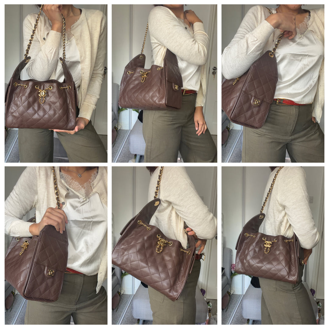 CHANEL 26B Chocolate brown Caviar LGHW 25 Hobo Bag size Small 2026