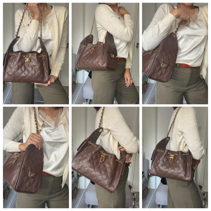 CHANEL 26B Chocolate brown Caviar LGHW 25 Hobo Bag size Small 2026