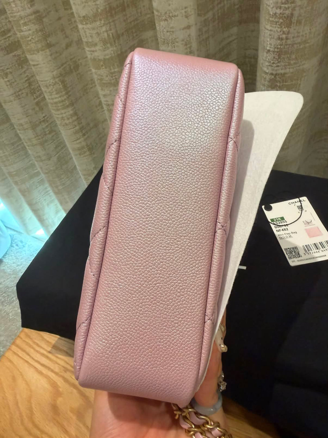 CHANEL 21K iridescent pink caviar aged GHW Adjustable chain My Perfect Mini Flap Bag 2021