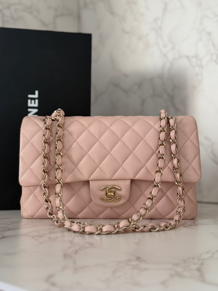 CHANEL 21C 2021 Rose Clair Caviar LGHW Medium ML 11.12 Timeless Classic Double Flap Bag