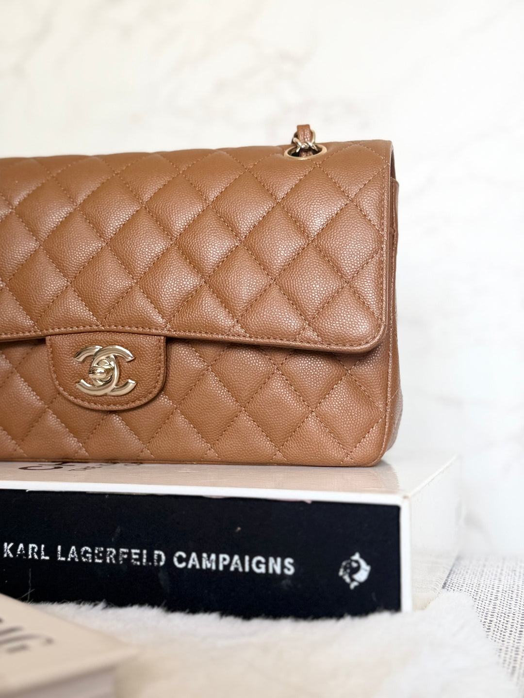 CHANEL 17C Brown Caramel Caviar LGHW Medium ML Timeless Classic Double Flap Bag 2016/2017