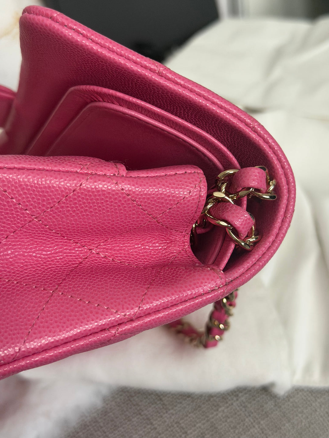 CHANEL series 27 19C Barbie Pink Caviar LGHW 11.12 Medium M/L Timeless Classic Double Flap Bag