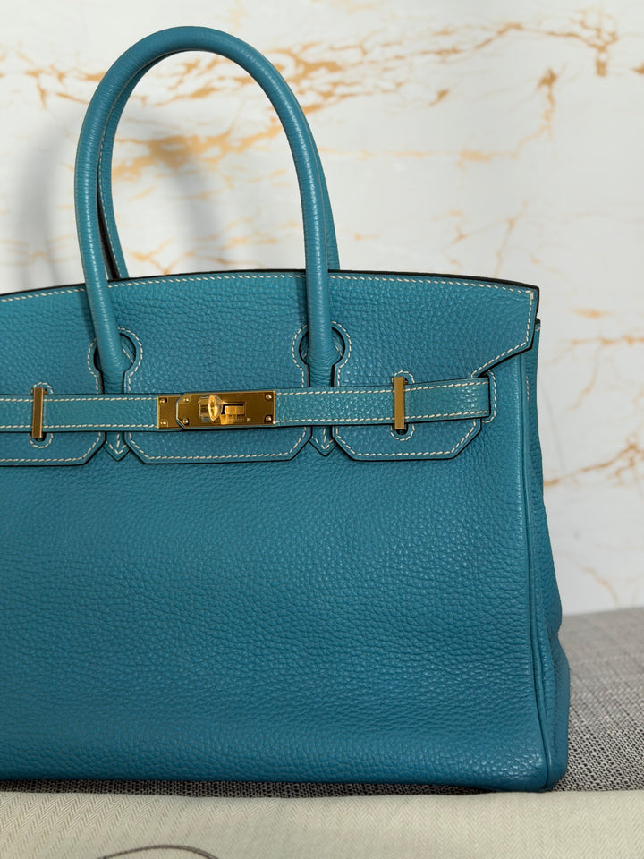 Hermes Birkin 30 in Bleu Jean Togo Leather GHW