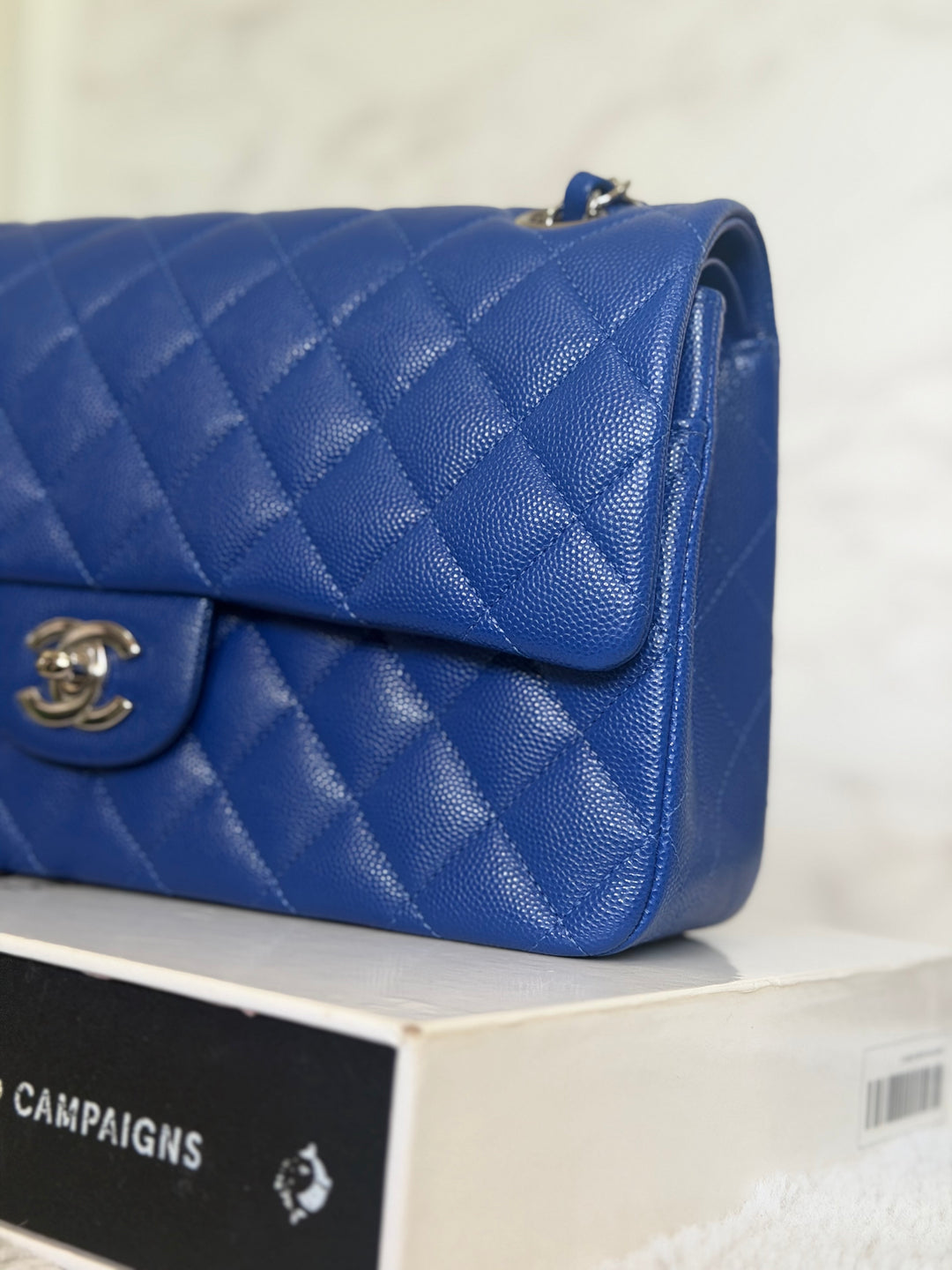CHANEL Dark Blue Caviar SHW Medium ML Classic Timeless Double Flap Bag 21K collection 2021