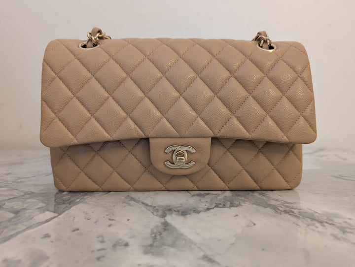 CHANEL series 28 19B collection Dark Beige Caviar LGHW Medium M/L Timeless Classic Double Flap Bag 11.12