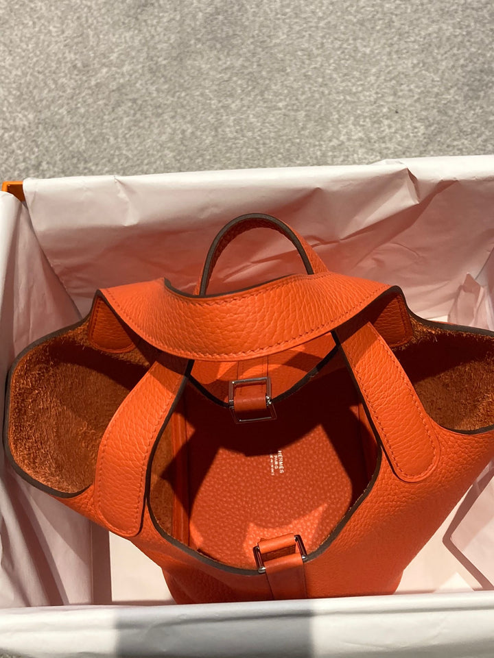 Hermes Picotin 18 in Orange Poppy leather with Palladium Hardware stamp B (2024)