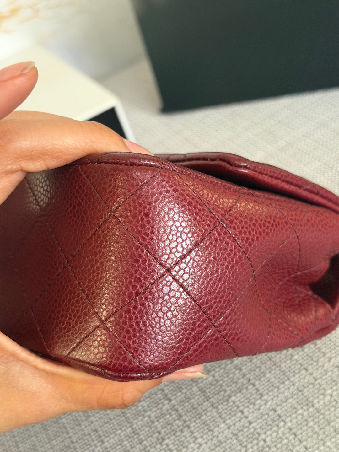 CHANEL series 21 15B collection Burgundy Caviar GHW Mini Rectangular Flap Bag 2015 RARE