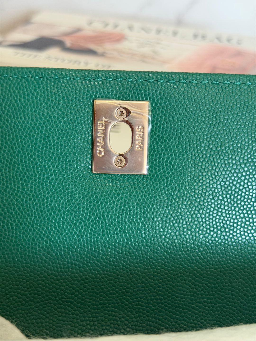 CHANEL 22A Green Caviar LGHW Coco Handle Flap Bag size Small 2022