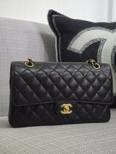 Load image into Gallery viewer, Chanel series 19 2014 Black Caviar GHW Medium ML Timeless Classic Double Flap Bag
