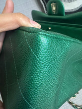 Load image into Gallery viewer, Chanel series 25 18S 2018 Spring/Summer Collection Pearly Emerald Green Caviar Champagne GHW Jumbo Timeless Classic Double Flap Bag
