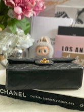Load image into Gallery viewer, Chanel series 1 (circa 1989-1991) Black Lambskin 24K GHW Small Classic Double Flap Vintage Bag
