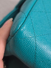 Load image into Gallery viewer, Chanel series 23 17C 2016/2017 Cruise Collection Turquoise Caviar Champagne GHW Classic Mini Rectangular Flap Bag with Edge stitching
