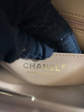 Load image into Gallery viewer, Chanel 22B 2022 Fall/Winter collection Dark Beige Lambskin Top Handle with gold metal plate and antique GHW Mini Rectangular Flap bag
