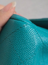 Load image into Gallery viewer, Chanel series 23 17C 2016/2017 Cruise Collection Turquoise Caviar Champagne GHW Classic Mini Rectangular Flap Bag with Edge stitching
