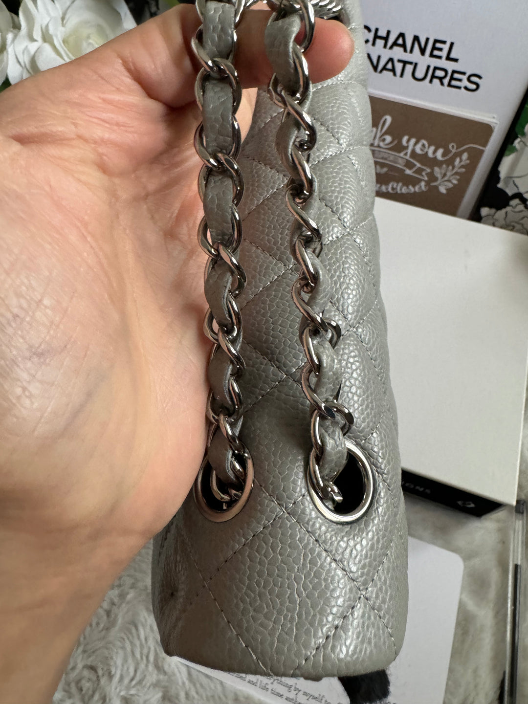 CHANEL series 19 Grey Caviar SHW Medium ML Double Flap Bag 14B collection 2014