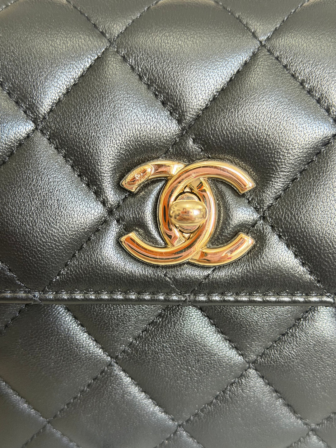 CHANEL Black Lambskin LGHW Trendy CC Flap Bag size MINI 8 inches with detachable Strap 2023/2024