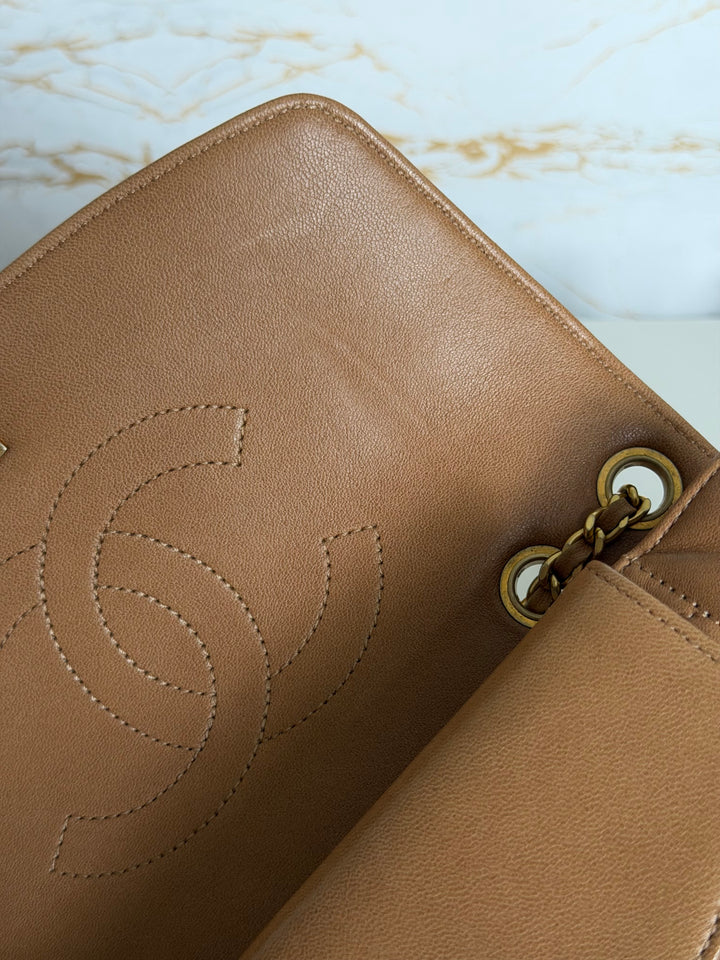 CHANEL series 21 Caramel Brown Lambskin aged GHW Diana Reissue Flap Bag size SMALL 2015