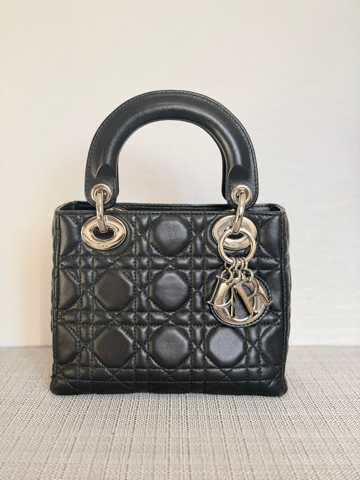 DIOR Lady Dior Mini Vintage Black Lambskin Silver hardware SHW 2006