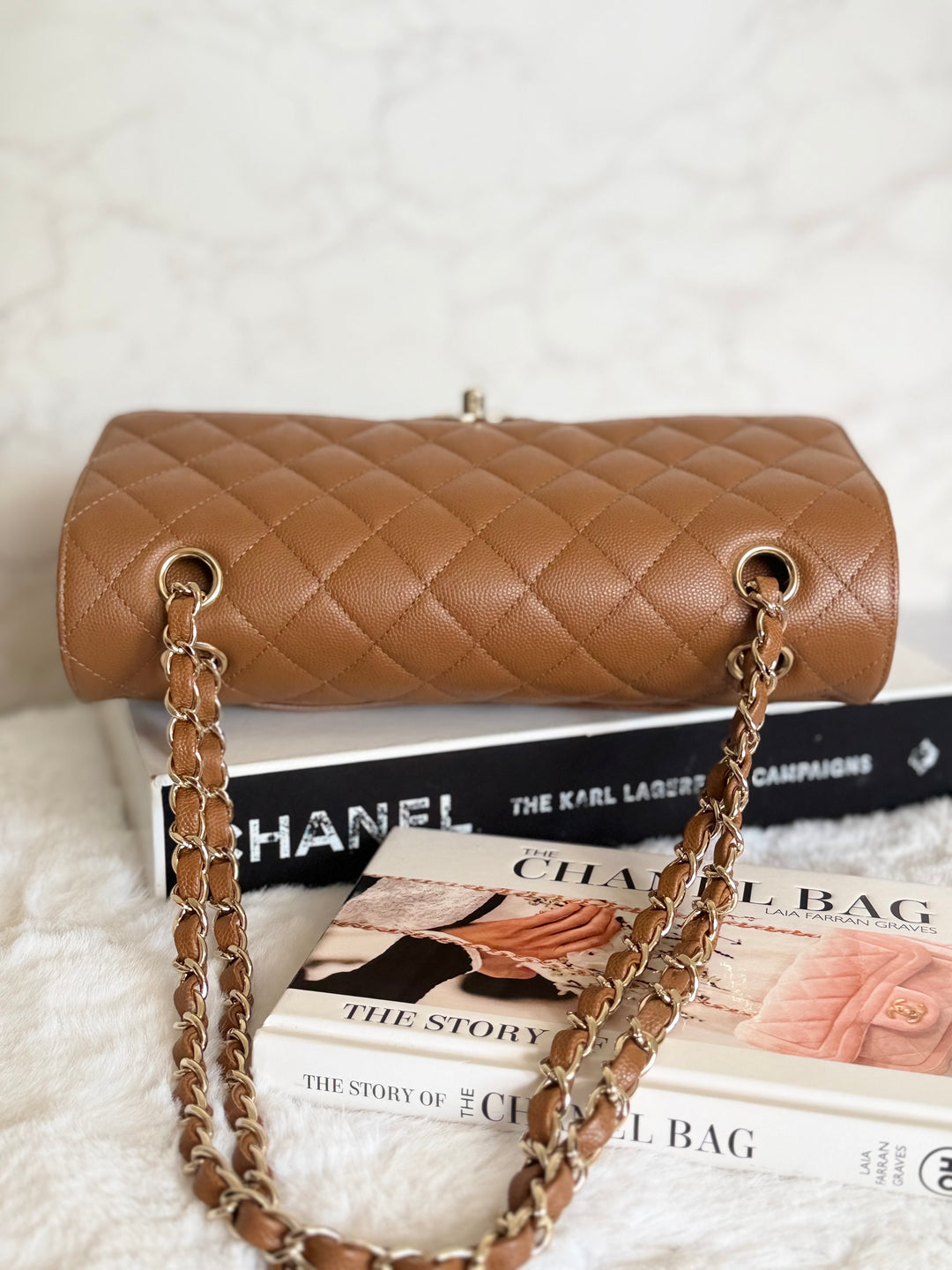 CHANEL 17C Brown Caramel Caviar LGHW Medium ML Timeless Classic Double Flap Bag 2016/2017