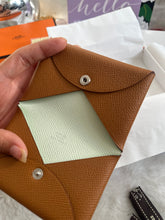 Load image into Gallery viewer, Hermes Calvi - Gold colour with Vert Fizz interior Colour, Epsom leather
