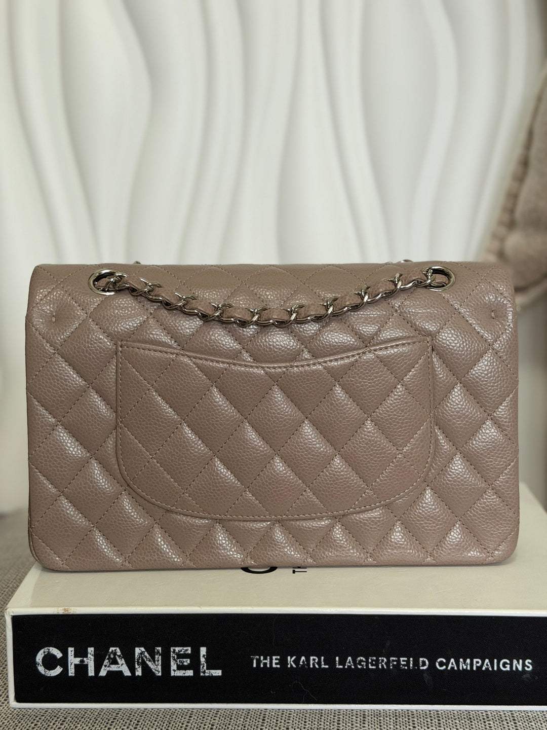 CHANEL series 20 15B Taupe Caviar SHW Medium ML Timeless Classic Double Flap Bag
