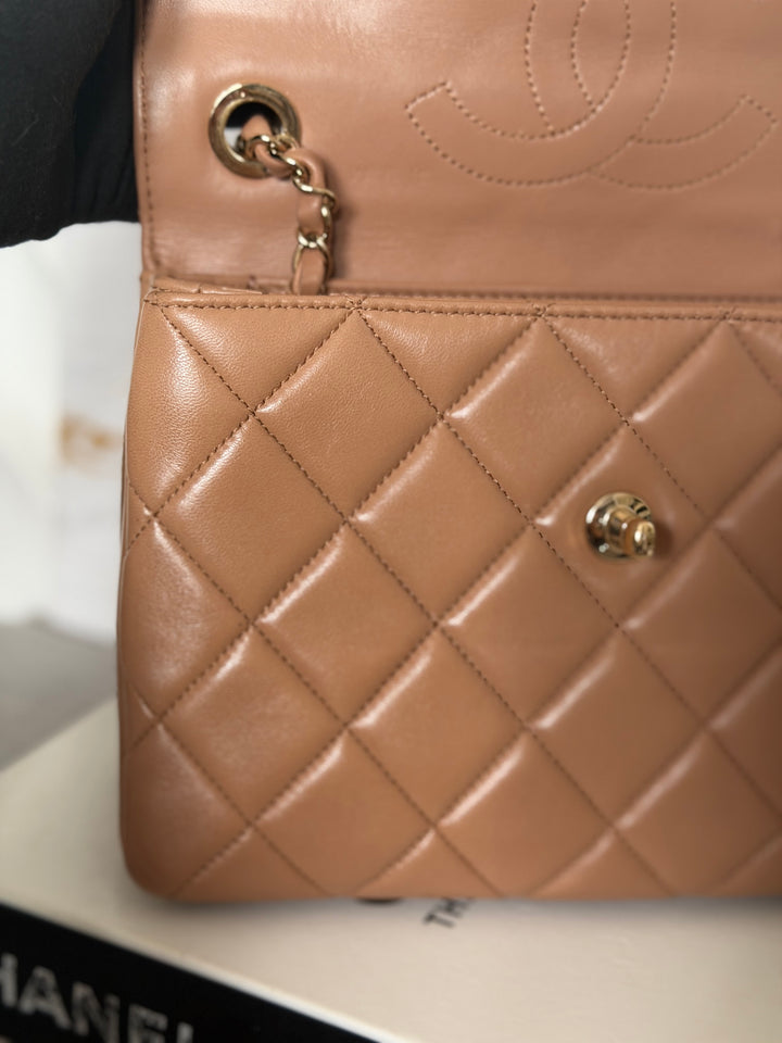 CHANEL series 23 Caramel Dark Beige Lambskin Trendy CC Flap Bag size SMALL with LGHW and detachable strap