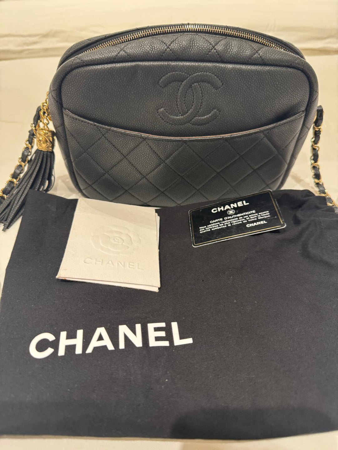 Chanel series 26 (2018) Black Camera Case Bag GHW with Tassel Size Medium