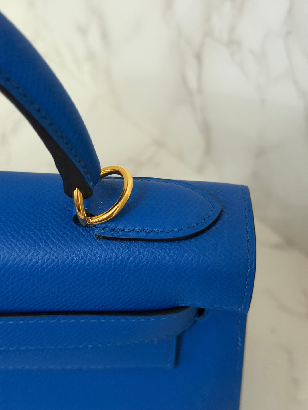 Hermes Blue Hydra Epsom Sellier Kelly 28 GHW Stamp C 2018