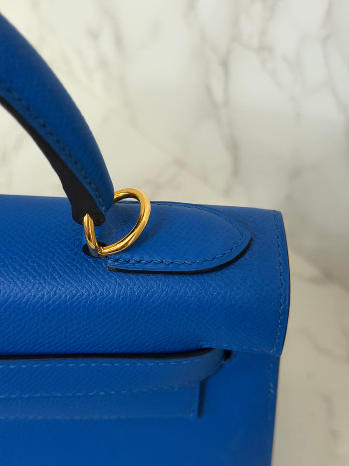 Hermes Blue Hydra Epsom Sellier Kelly 28 GHW Stamp C 2018