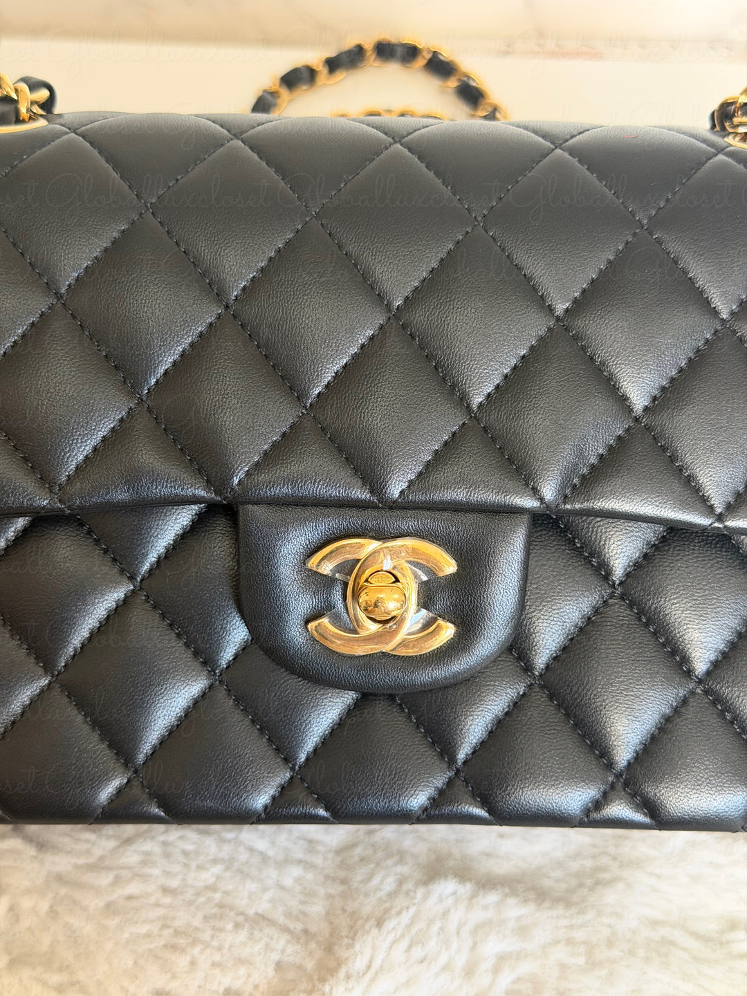 CHANEL Black Lambskin GHW SMALL Timeless Classic Double Flap Bag 2022 Microchipped