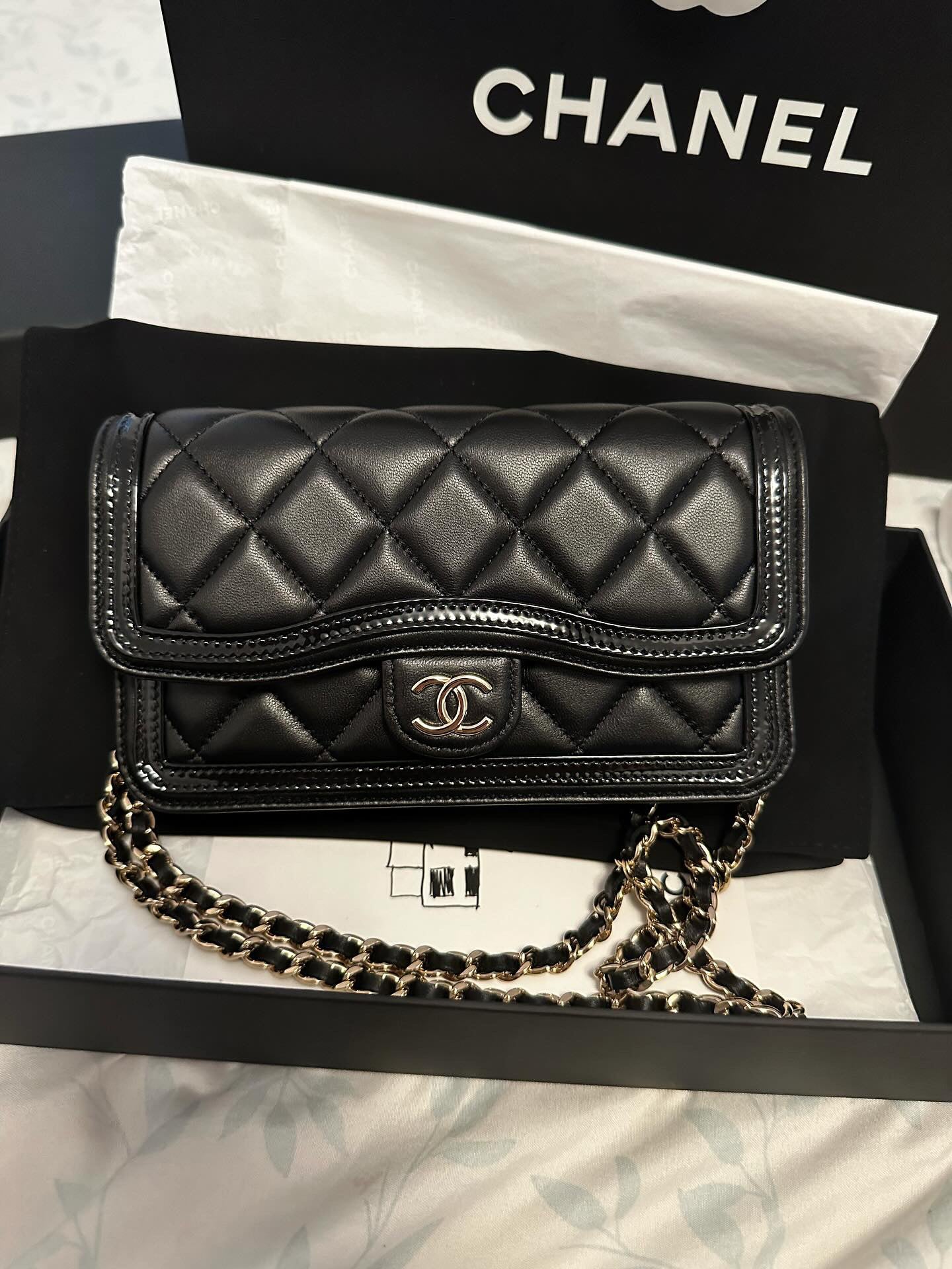Chanel 23B collection Black Patent Calfskin & Lambskin with LGHW