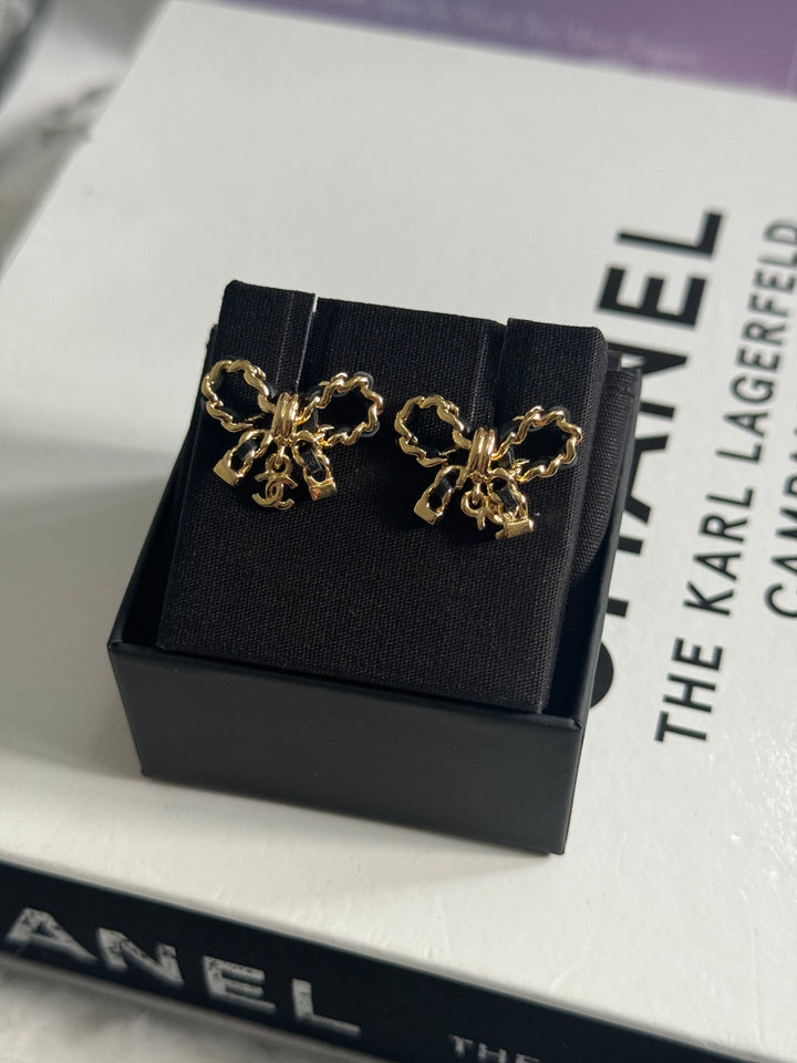 Chanel 24P Collection Ribbon GHW Earrings