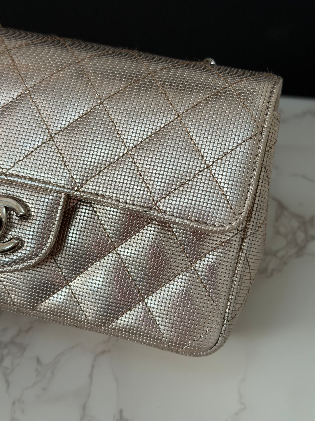 CHANEL series 21 16C 2016 Pixel Pinky Gold Calf Skin SHW Mini Rectangular Flap Bag